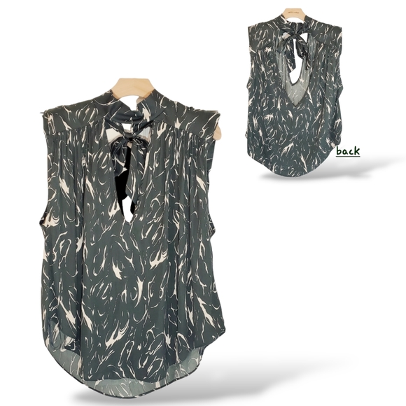 Free People Pleated Sillouette Top with V-neck Front and back - Tie-back Neck - Picture 4 of 7